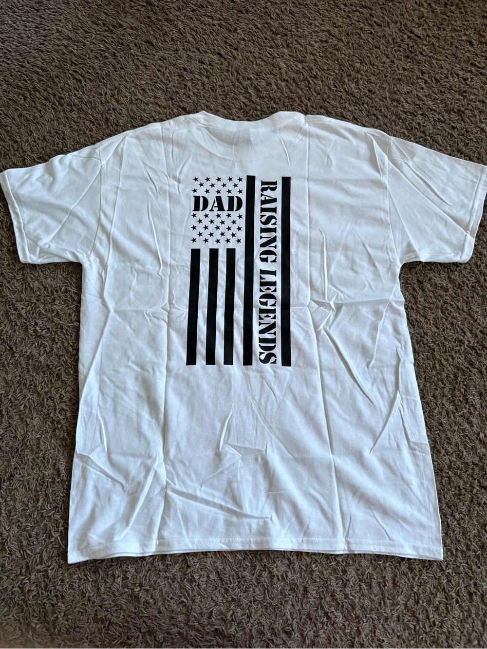 Gildan White Tee with Black "DAD" Flag Graphic